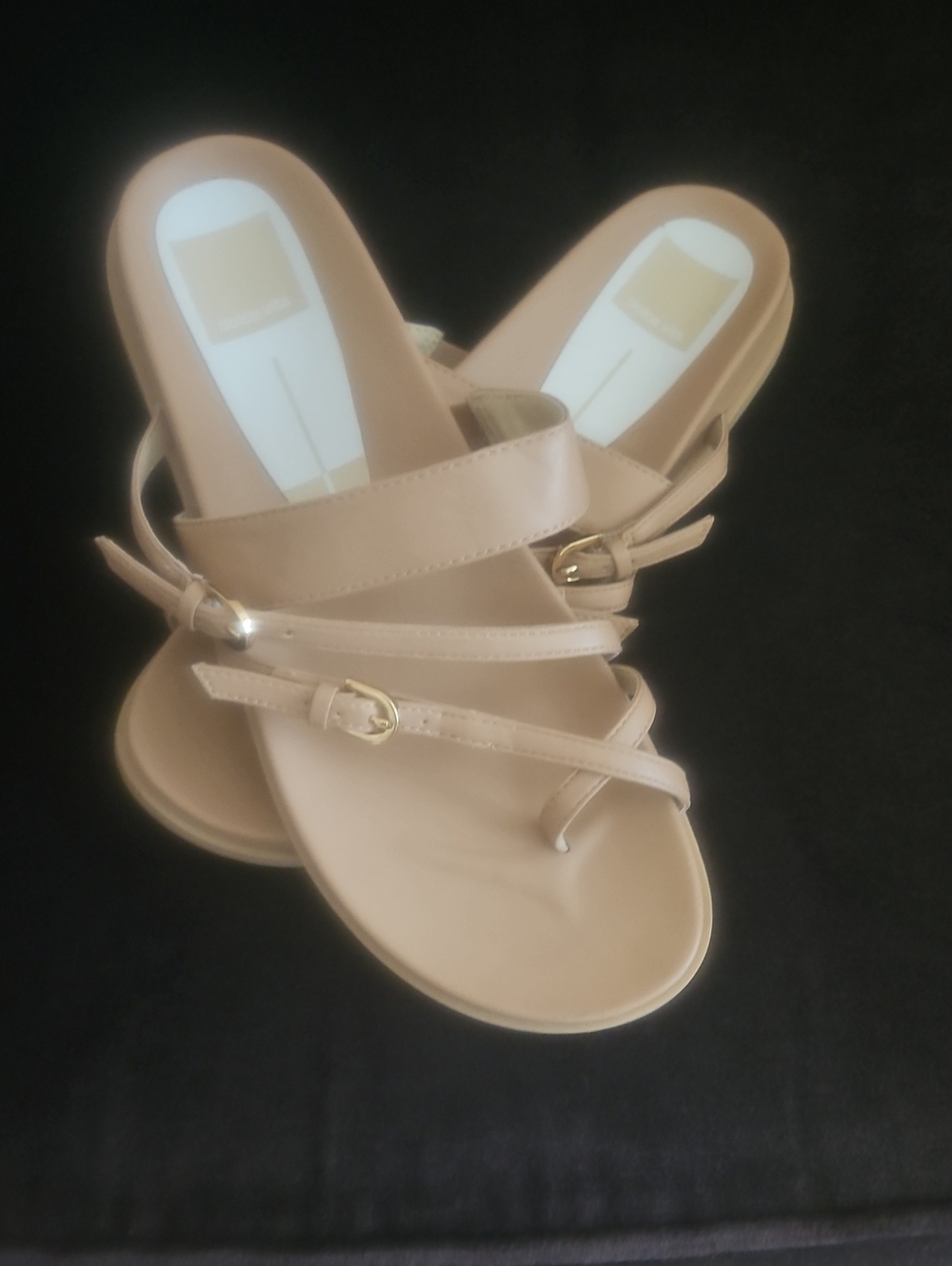 Dolce Vita Nude Beige Strappy Slide Sandals